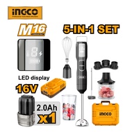 INGCO 100W 5-speed Cordless hand blender With 1 Pcs 2.0Ah battery pack and 1 Pcs charger CHB056K