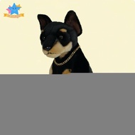 [Edstars] Doberman Stuffed Toy Cute Gift Sitting Stuffed Dog Huggable Doberman Stuffed Animal for Ki