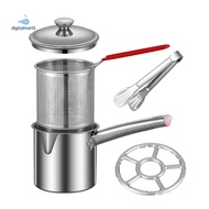 1.8L Deep Fryer Pot, Small Fryer Pot, Multipurpose Stainless Steel Baskets, Deep Fryer, Cooking Pot 