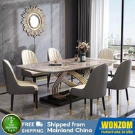 Light luxury marble dining table Italian rock plate dining table and chair combination modern simple rectangular small household dining table T19U