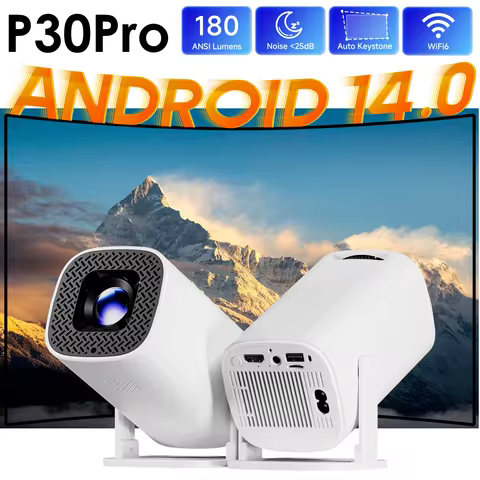 P30PRO Android 14 Smart Mini Projector Supports 4K HD Video WiFi 6 BT5.0 Native 720p Home Theater Ou