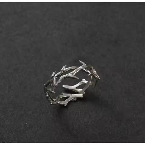 Vintage Ins Style Adherence Men's and Women's Rings with Branches, Thorns, Couples' Ring Gifts, Fash
