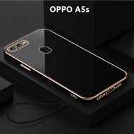 Casing OPPO A5s Case Plating Cover Lanyard Soft TPU Phone Case OPPO A5s