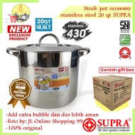 SUPRA stock pot economy 20qt 18.9lt stainless steel lid cooking pot/ stainless steel boiling pot/