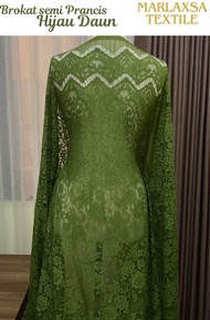 KAIN BROKAT PREMIUM/ CORD LACE PANEL SEMI PRANCIS/ HIJAU DAUN