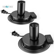 2Pcs Polished Metal Desktop/Hanging Light Bulb Socket E26/E27 Lamp Base, Screw Light Bulb Extension 