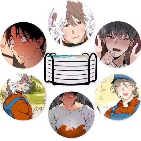 1pc Manhwa Mr As Farm Wooden Coaster Colour Printing Cup Mat Home Desk Decoration Gifts