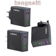 KANGNAI 160W Charger Plug, 6 Ports with LED Phone Charger Adapter, PD QC3.0 EU/US/UK Fast Charging M