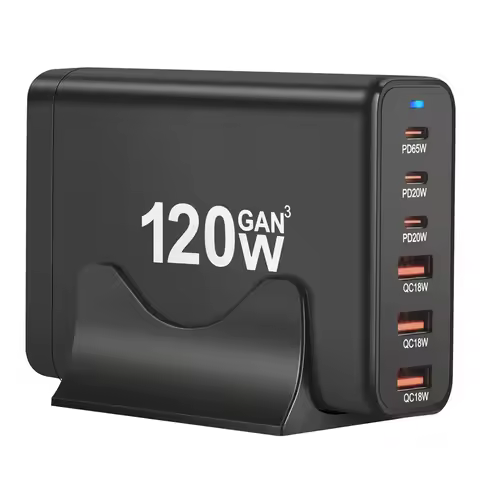 120W GAN Multi USB Charging Station 6-Port Hub Type-C Charger PD Fast Charging Smart Charger for iPh