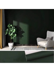 1卷深綠色自粘壁紙,配15.74in X 397.3in無光綠色接觸紙,防水易移除乙烯基牆紙卷,適用於臥室、浴室、廚房檯面、櫥櫃、家具裝飾