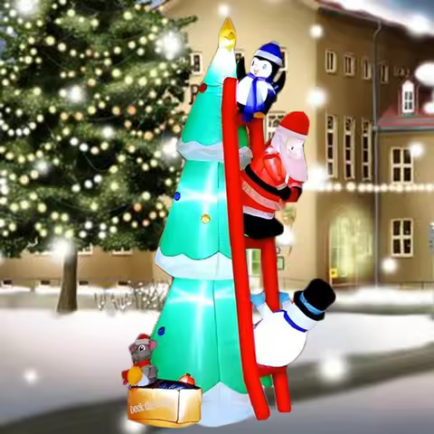 1.8m/6FT Christmas Decoration Inflatable Climbing ladder tree Built-in LED Light Xmas Party Indoor O