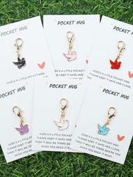 1pc/6pcs Pocket Hug Keychain - Inspirational Zinc Alloy Mini Pendant With Encouragement Card - Cute 
