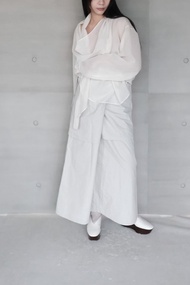 煙灰疊層圍裹裙