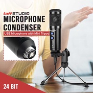 TaffSTUDIO UD-900FX Mikrofon Kondenser USB Hitam Berkilau dengan Tripod Mini untuk Streaming dan Gam