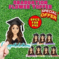 Graduation girl adult topper for bouquet or cake satin or fuzzy wire flower - DHESZ ASUNCION