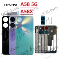 For OPPO A58 5G A58X Battery Back Cover Battery Case Housing Middle Frame With Volume Button LCD Fro