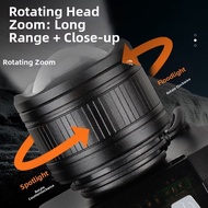 【NEW】Rechargeable LED Headlamp with Rotating Zoom 2400mAh Battery Motion Sensor