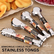 Semicircle / Circle / Flat Stainless Steel Tongs Grill Barbeque Frying Tongs Clip