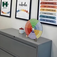 [Homyl] Feeling Wheel 6 Inch Decor Mood Wheel Wood Round Office Desk Decor Emotion Wheel