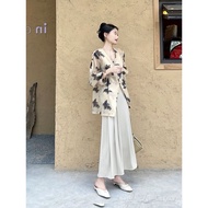 Ink Suit & Printed Skirt - Chinese Style Two-Piece Set 23HV