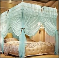 4 Corner Post Bed Canopy Mosquito Net, Adult Girls Princess Room Summer Lace Bed Curtains Bedroom De