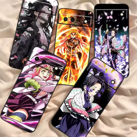 D Demon S Slayer Fashion Anime For Google Pixel 8 7A 7 6A 6 5A 5 4 4A XL 5G Black Silicon Shockproof