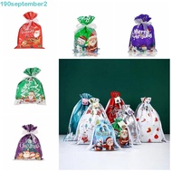 SEPTEMBERB Xmas Packaging Bag, Waterproof Snowman Christmas Candy Bag, Festival Santa Claus With Straps Thicken Gift Drawstring Pouch Candy Storage