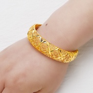 cod Luxury 24K 9999 Pure Gold real gold Womens Wedding Bangle Hollow Grass Bracelet