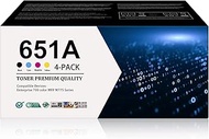 Juneboy 651A Toner Cartridges 4 Pack (Black, Cyan, Magenta, Yellow) Replacement for HP 651A Toner Ca