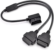 iKKEGOL 1.6ft Feet 50cm OBDII OBD2 16 Pin Right Angle Male to Female Y Splitter Extension Cable Car 