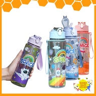 800ml Portable Cartoon Scale Bottle Kids Cute Space Water Bottle with Straw Kids Outdoor School Trav