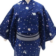 メンズ 日本製 綿麻 浴衣 帯 2点セット M サイズ yukata 富士山 扇子