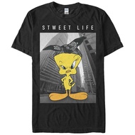 Hot sales 2023 Summer Cool Funny T-shirt Looney Tunes Tweety Bird Sweet Life Mens Graphic T Shirt casual O neck top black 995821