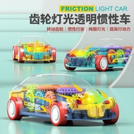 Children's Car Toys Inertial Shock-Resistant Transparent Gear Lighting Toy Car Model Night Market St