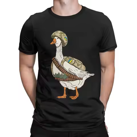 Ukrainian Combat Goose Military Army Solder Funny Ukrainian Defender of Ukraine Pure Cotton Tops Cre