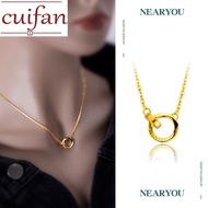 916 Gold Mobius Ring Necklace Fashion Womens Gold Interlocking Clavicle Necklace