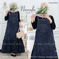 Nawafa overall jeans by Amber overall jeans jumbo ld 115 overall denim panjang gamis kodok wanita