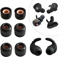 Memory Foam Ear Tips for Sony WF-1000XM5 with Ear Hooks Compatible with Sony WF-1000XM4/1000XM3/WF-C500/LinkBuds S Fit in Charging Case Black Small