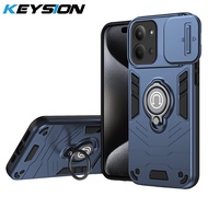 KEYSION Shockproof Armor Case for Xiaomi POCO C85 Slide Camera Lens Protection Ring Stand Phone Back