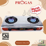 Progas Kompor Gas 2 Tungku Progas PG-269 S + Selang Paket Kompor Stainless dua Tungku Murahh