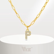 Vnox 18K Gold Initial Letter Necklace Kwintas,Gold Letter Necklace Kwintas,Initial Necklace Kwintas