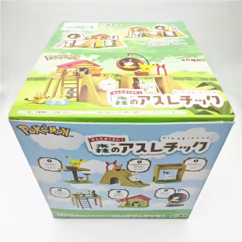 Genuine Rement Pokemon Forest Recreation Ground Series 6 Pcs Blind Box Desktop Ornament Birthday Pre