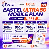 Eastel Ultra 5G Simkad Prepaid | U Mobile Network | Support Router & Phone | 300GB-999GB | Full Hots