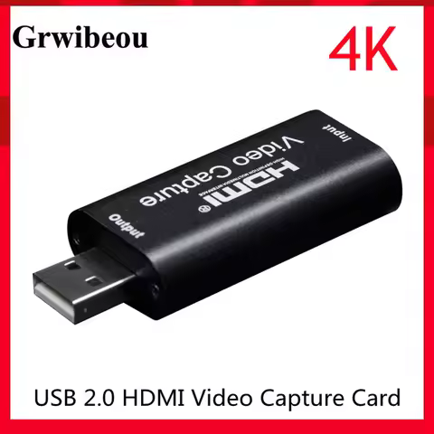 Grwibeou 4K Video Capture Card USB 2.0 HDMI Video Grabber Record Box for PS4 Game DVD Camcorder Came