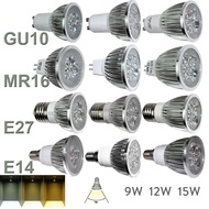 High Power LED Spotlight Bulbs GU10 MR16 E27 E14 9W 12W 15W LED Bulbs 85-265V DC 12v Lampada LED Bul