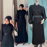 Gamis Brukat Tile M/L/XL/XXL Maxi Satin Velvet / Pesta Premium Dress Kondangan Party Polos Bunga Put