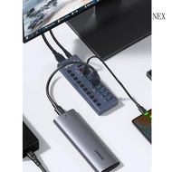 NEX 10-Port Hub 9x USB 3 0+Type-C Hub with Switch 12V5A 60W Power Adapter Supports Charging for Tabl