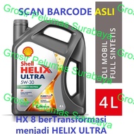NEW Oli Mobil Bensin Diesel Original Barcode Scan Shell Helix ULTRA HX8 Sae 5w-30 5w/30 Galon 4 Ltr