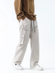 Casual Long Pants Plus Size M-5XL Straight Cut Cargo Pants for men Kerja Casual Slack Pants Men Seluar Panjang Lelaki Men's Trouser America Loose Thin pants
