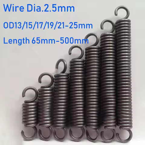 1pcs Wire Diameter 2.5mmTension Extension Spring Expansion Springs Length 65/75/85/95-500mm Out Diam